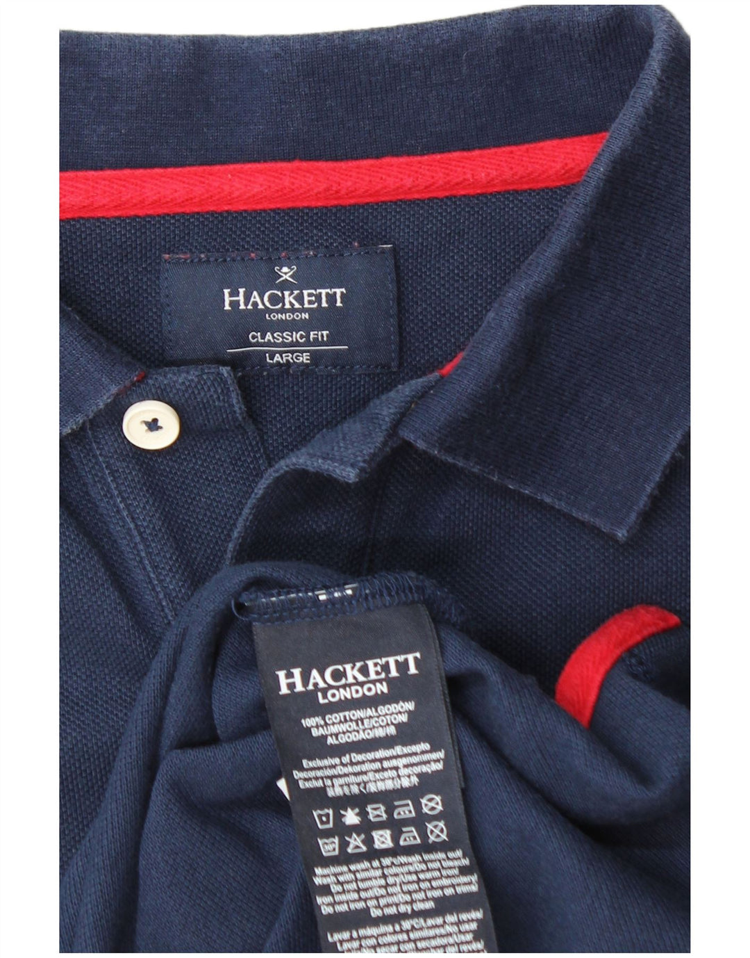 Polo da uomo con grafica classica vestibilità HACKETT, grande, in cotone blu navy