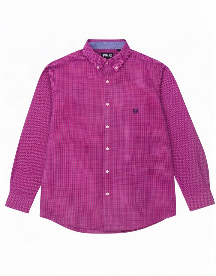 Camicia da uomo Chaps grande in cotone a quadretti viola