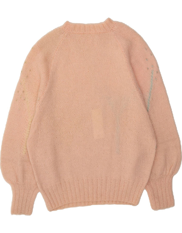VINTAGE Womens Batwing Boat Neck Jumper Sweater UK 14 Medium Pink