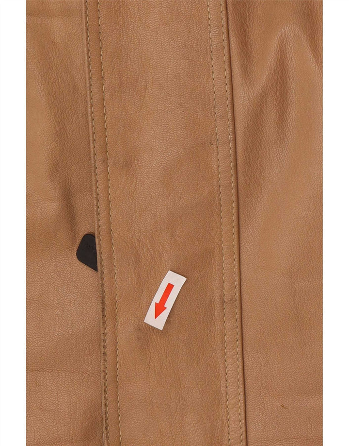 Giacca in pelle vintage da uomo piccola marrone