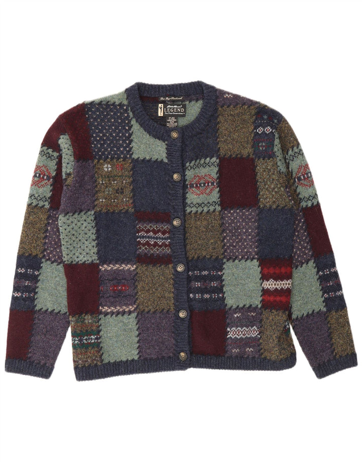 Maglione cardigan da donna Eddie Bauer UK 14 Patchwork multicolore medio