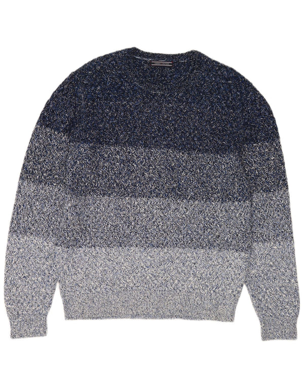 Maglione maglione girocollo da uomo Tommy Hilfiger grande cotone chiazzato blu