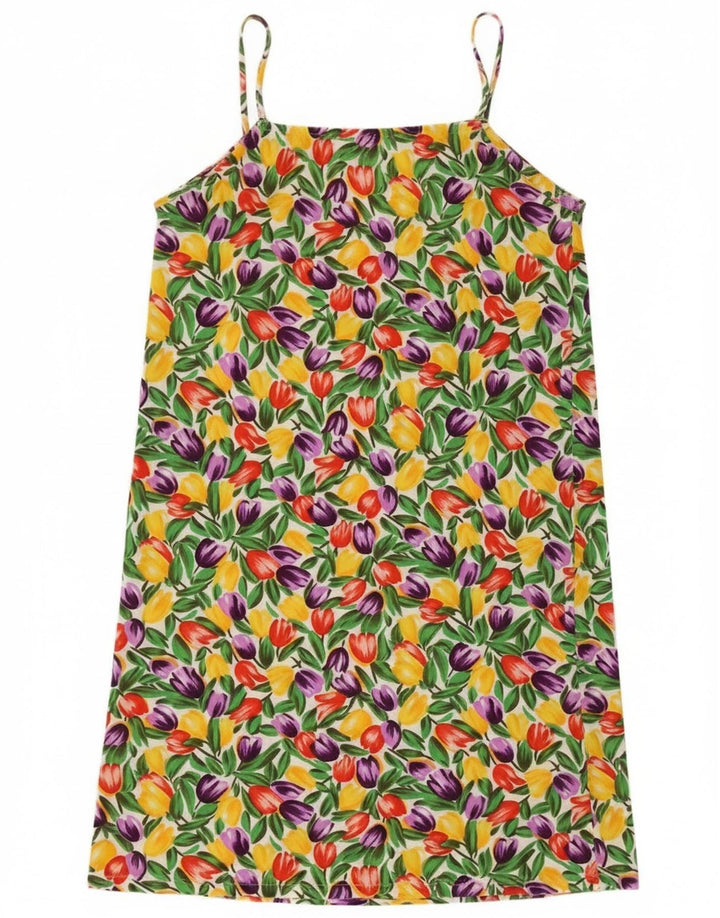 Prendisole vintage da donna UK 18 XL floreale multicolore