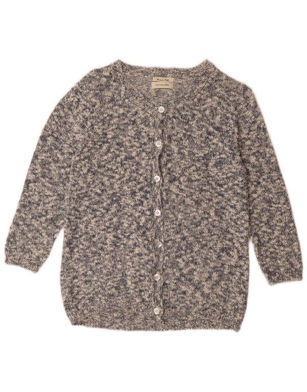MASSIMO DUTTI Maglione cardigan da donna UK 12 Cotone screziato grigio medio