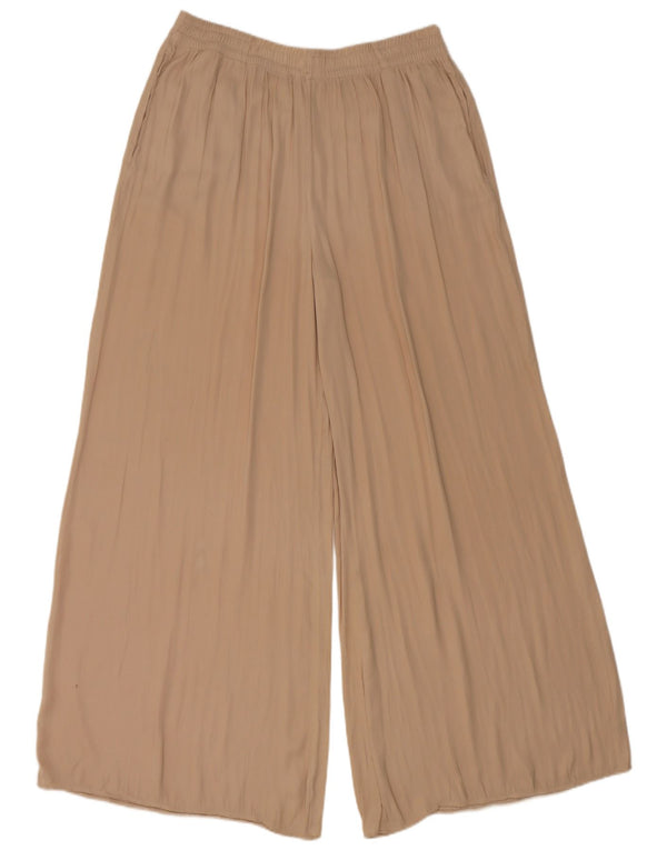 Pantaloni casual a gamba larga a vita alta da donna Zara XL W32 L30 Beige