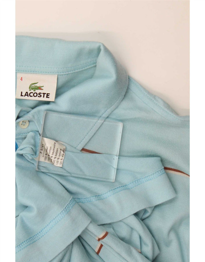 Polo da uomo Lacoste taglia 4 in cotone a righe blu medio