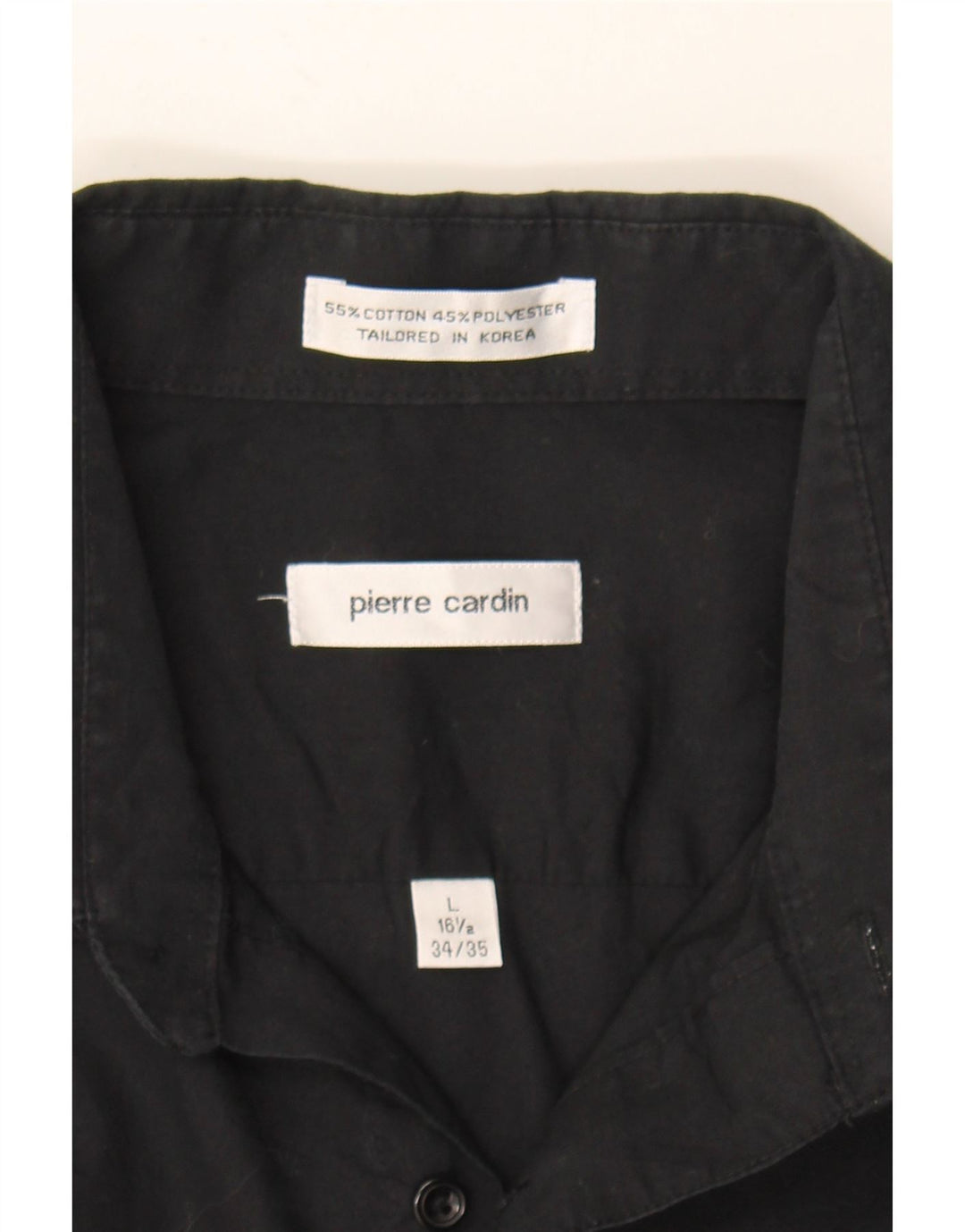 PIERRE CARDIN Mens Shirt Size 16 1/2 Large Black Cotton Vintage Pierre Cardin and Second-Hand Pierre Cardin from Messina Hembry 