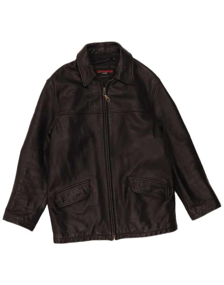 Giacca in pelle da uomo Chevignon UK 36 piccola in pelle nera