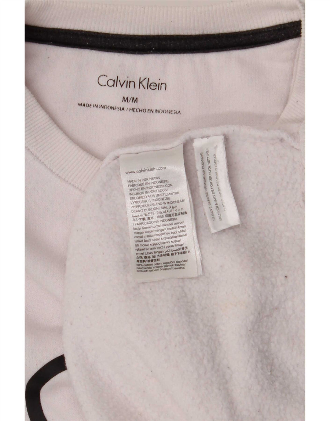 Felpa grafica da uomo Calvin Klein, maglione, cotone bianco medio