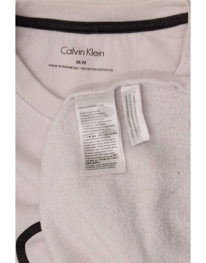 Felpa grafica da uomo Calvin Klein, maglione, cotone bianco medio