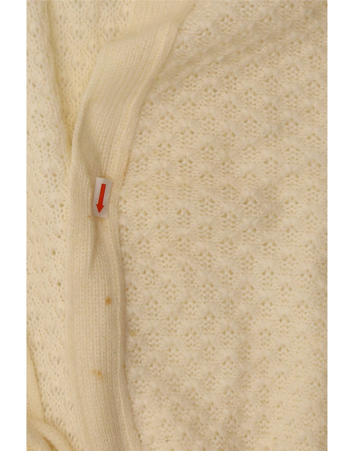 VINTAGE Womens Sleeveless Cardigan Sweater UK 12 Medium Off White Vintage Vintage and Second-Hand Vintage from Messina Hembry 