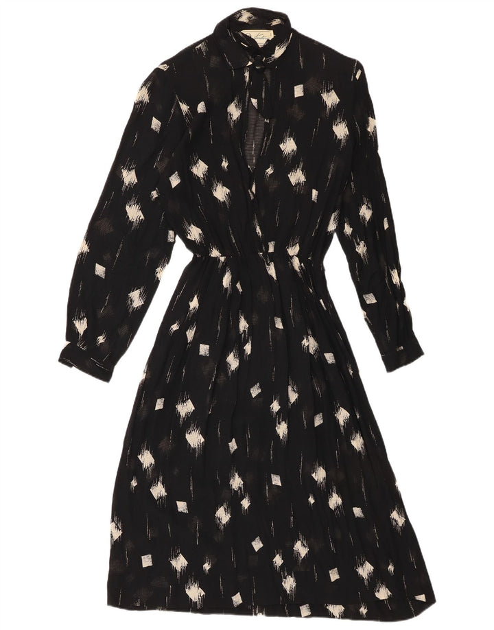 Abito lungo da donna vintage trasparente IT 42 medio nero geometrico