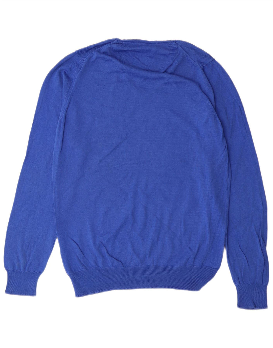 Maglione Zara da uomo con scollo a V in cotone blu medio