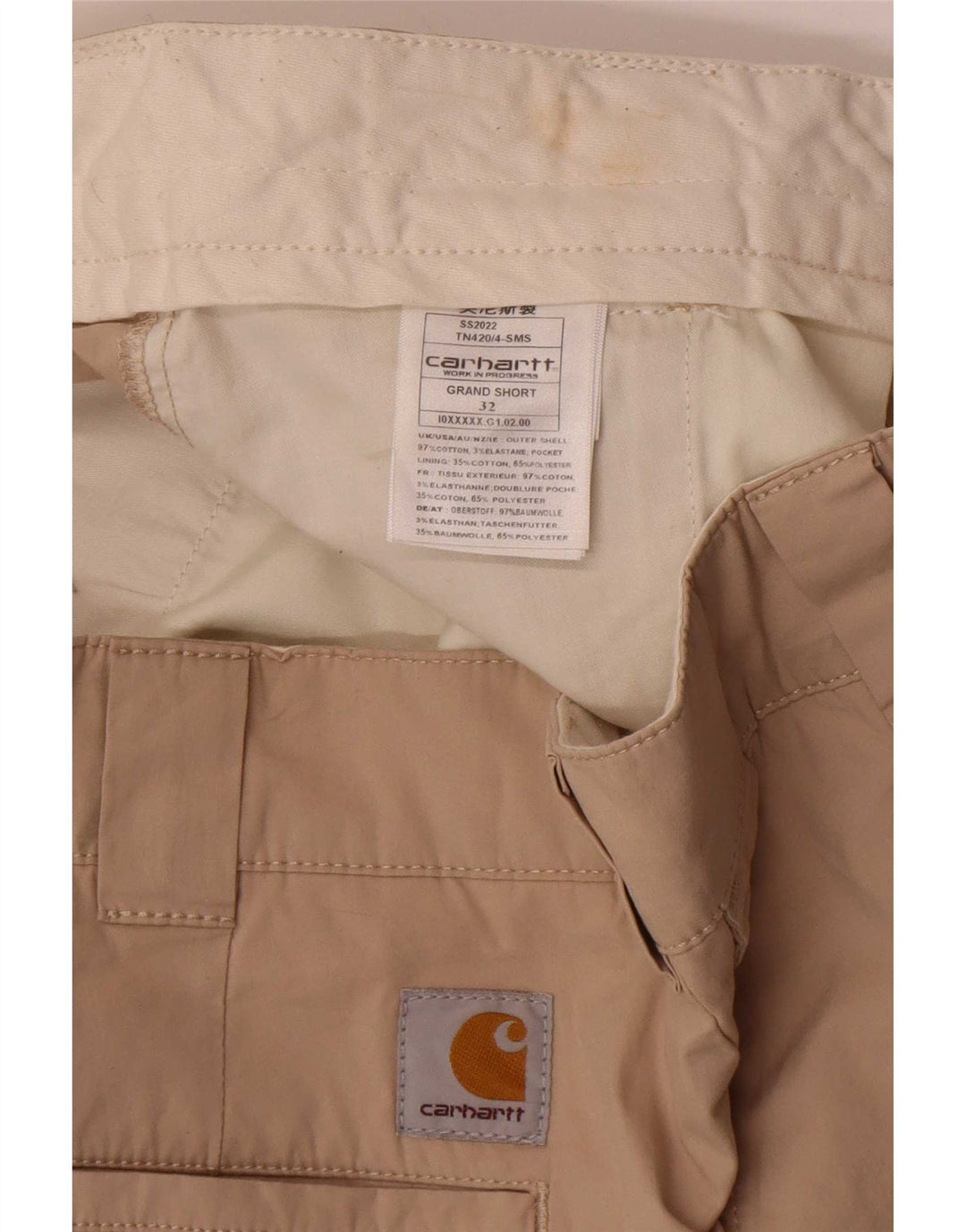 Pantaloncini chino con pegging da uomo Carhartt W32 cotone beige medio