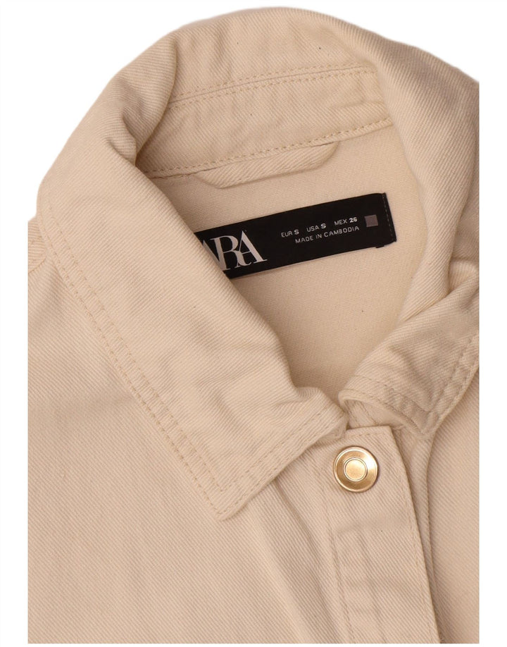 Giubbotto bomber da donna Zara UK 10 piccolo in cotone bianco sporco