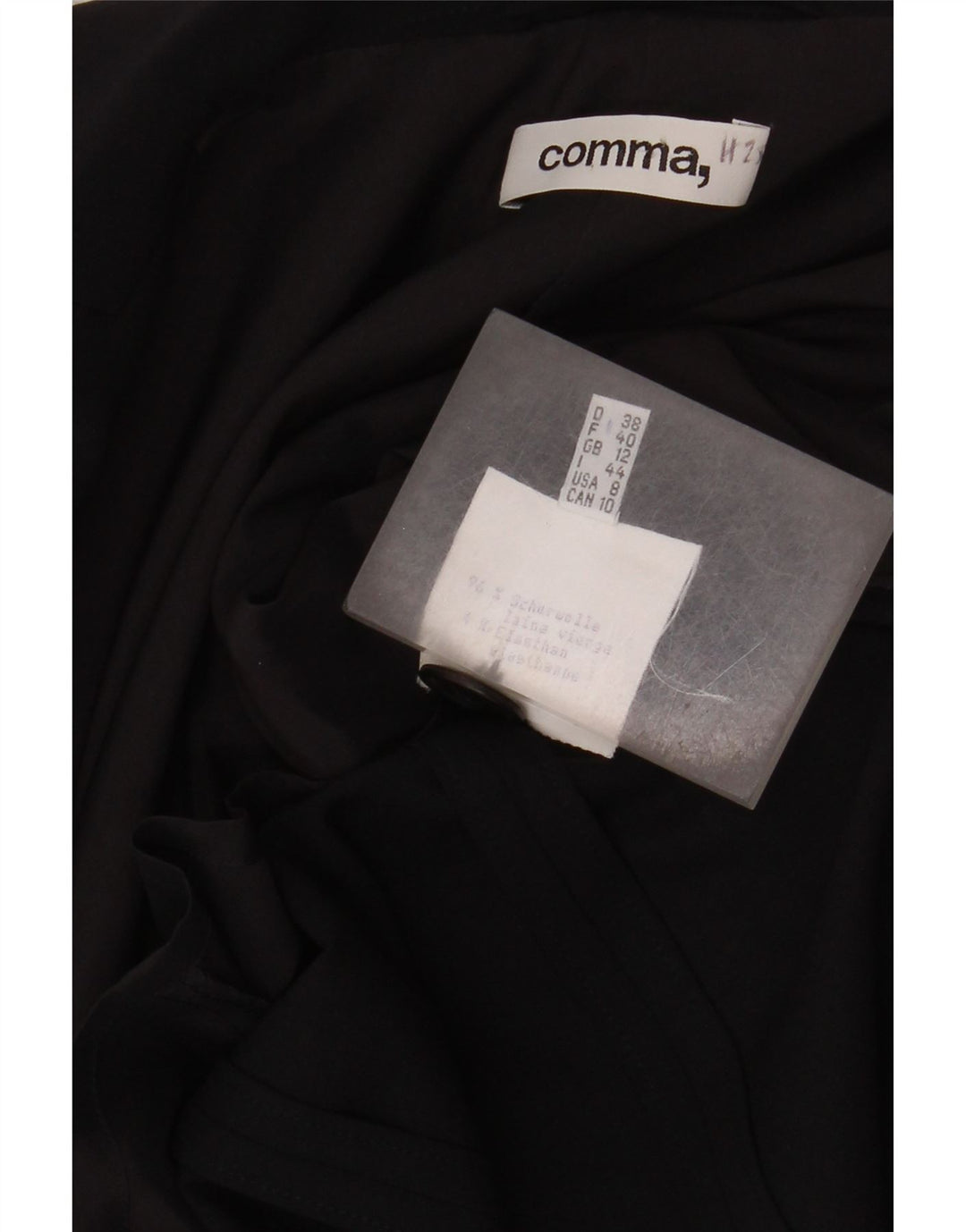 Virgola, giacca blazer da donna a 2 bottoni UK 12 media lana vergine nera