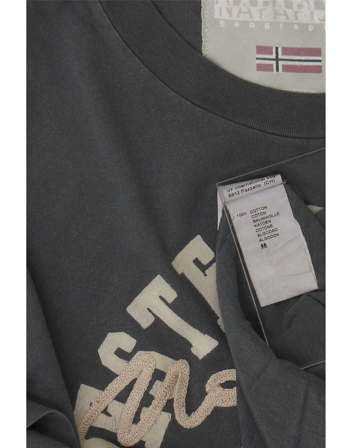 T-shirt grafica da uomo Napapijri Top grande in cotone grigio