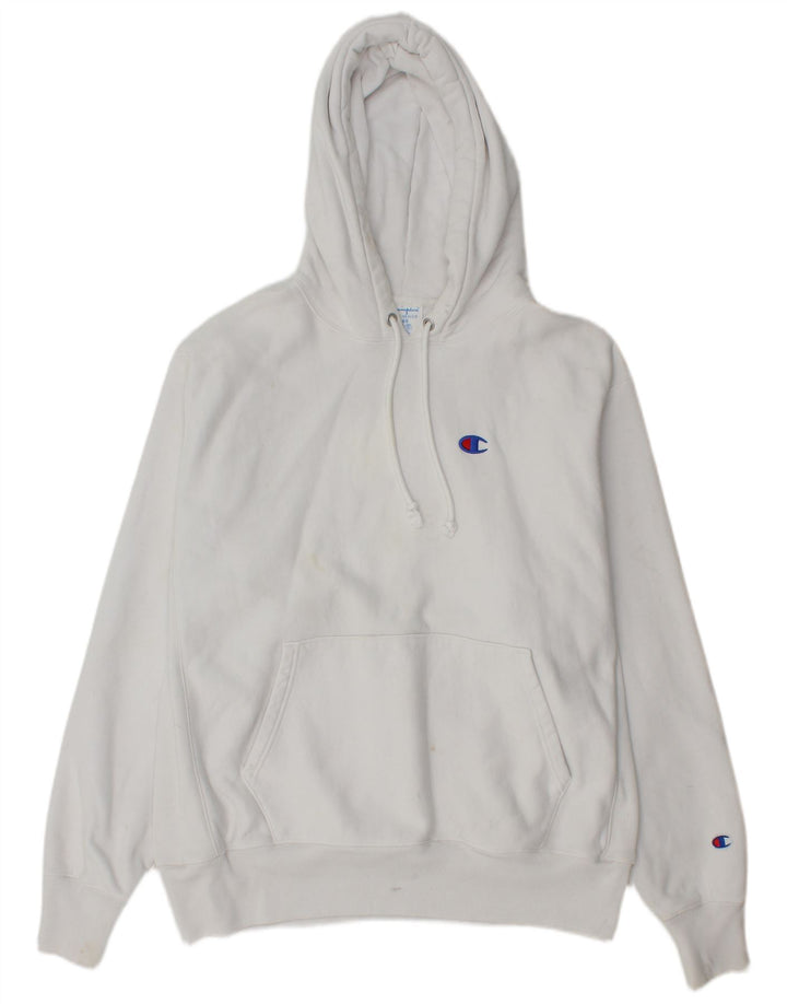 Maglione con cappuccio da uomo Champion grande in cotone bianco