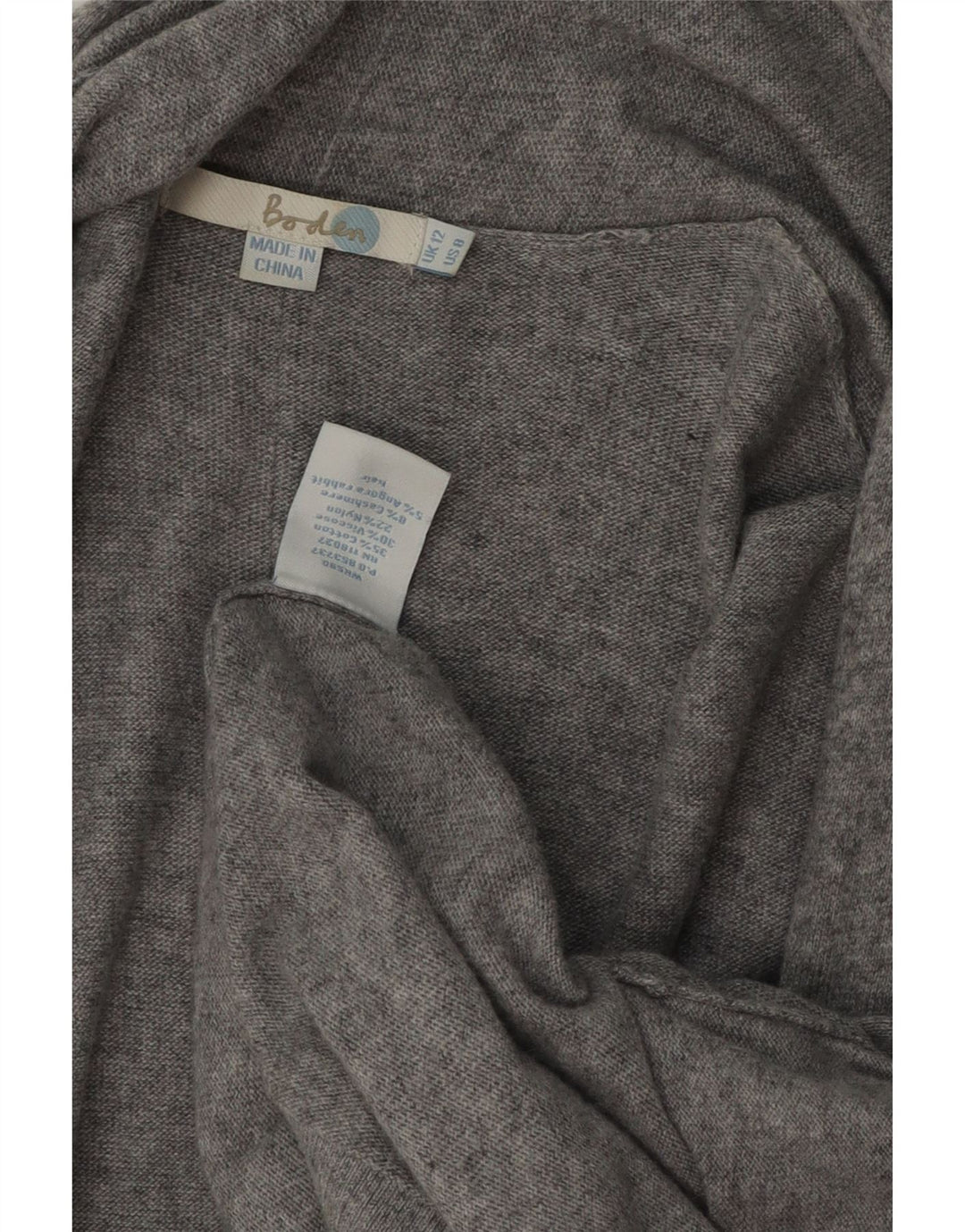 Maglione cardigan senza maniche da donna Boden UK 12 Cotone grigio medio