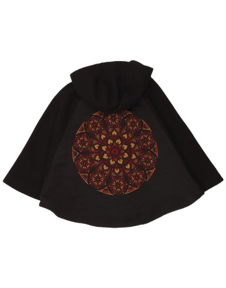 DESIGUAL Cappotto a mantella con cappuccio da donna Taglia unica Lana floreale nera