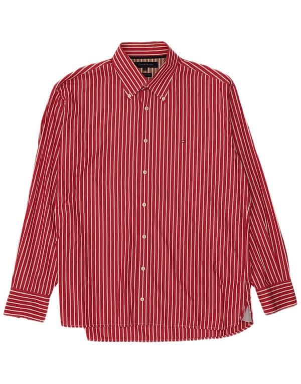 Camicia da uomo Tommy Hilfiger XL in cotone gessato rosa