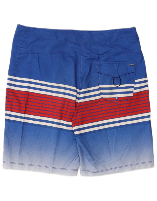 Pantaloncini da bagno grafici da uomo Hurley, poliestere a righe grandi blu