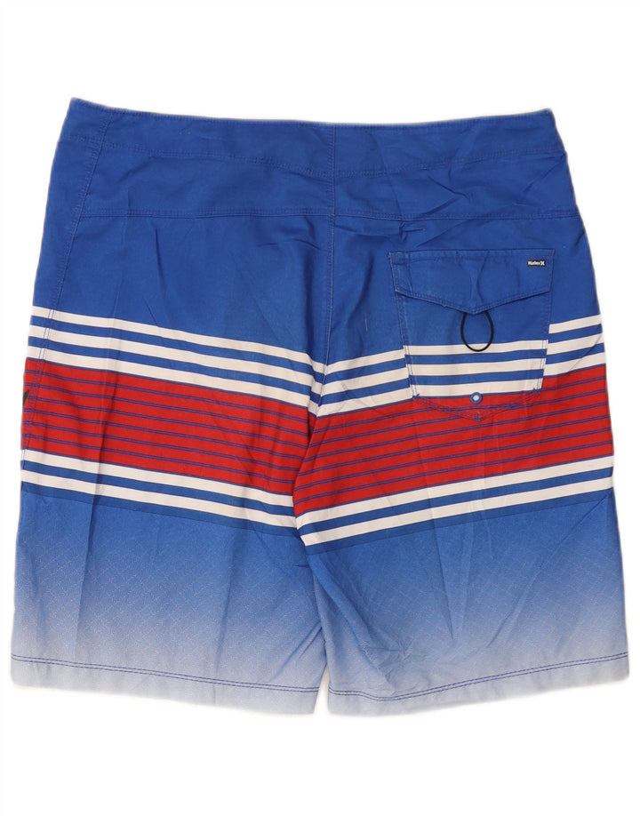 Pantaloncini da bagno grafici da uomo Hurley, poliestere a righe grandi blu