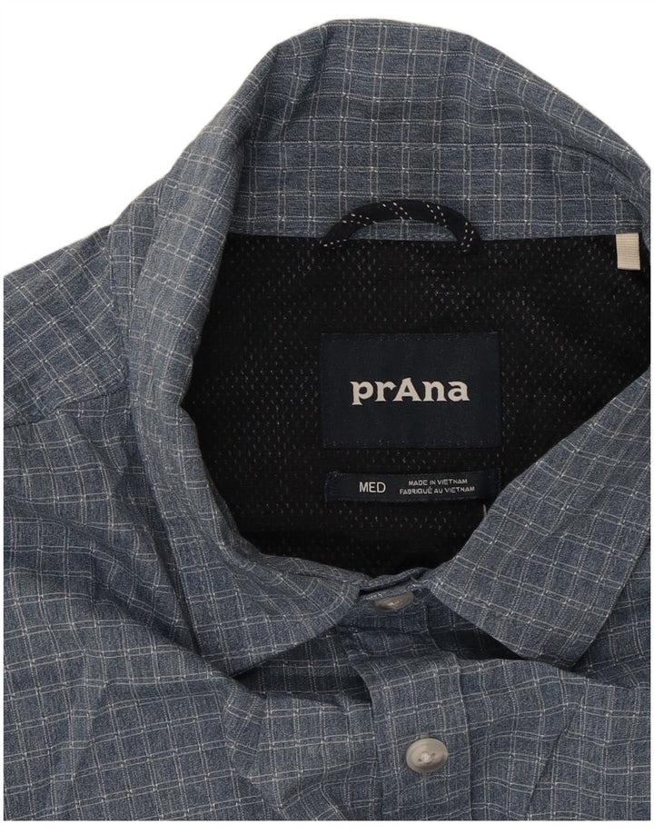 PRANA Camicia a maniche corte da uomo a quadri blu medio