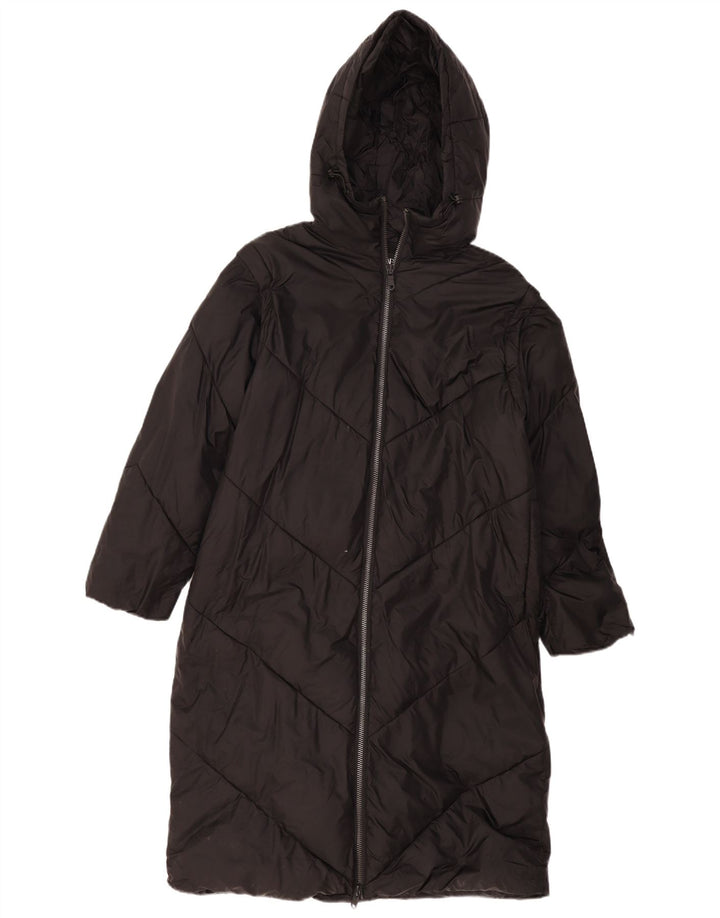 Cappotto imbottito con cappuccio da donna Zara UK 14 poliestere nero medio