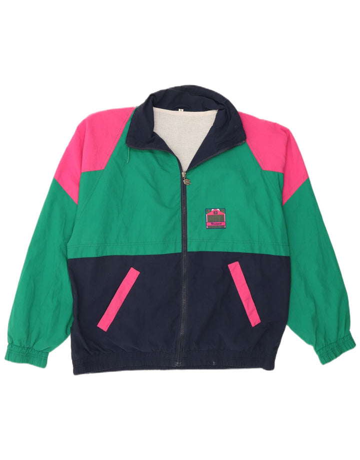 Giacca da ginnastica vintage da uomo con grafica, grande blocco di colori multicolore