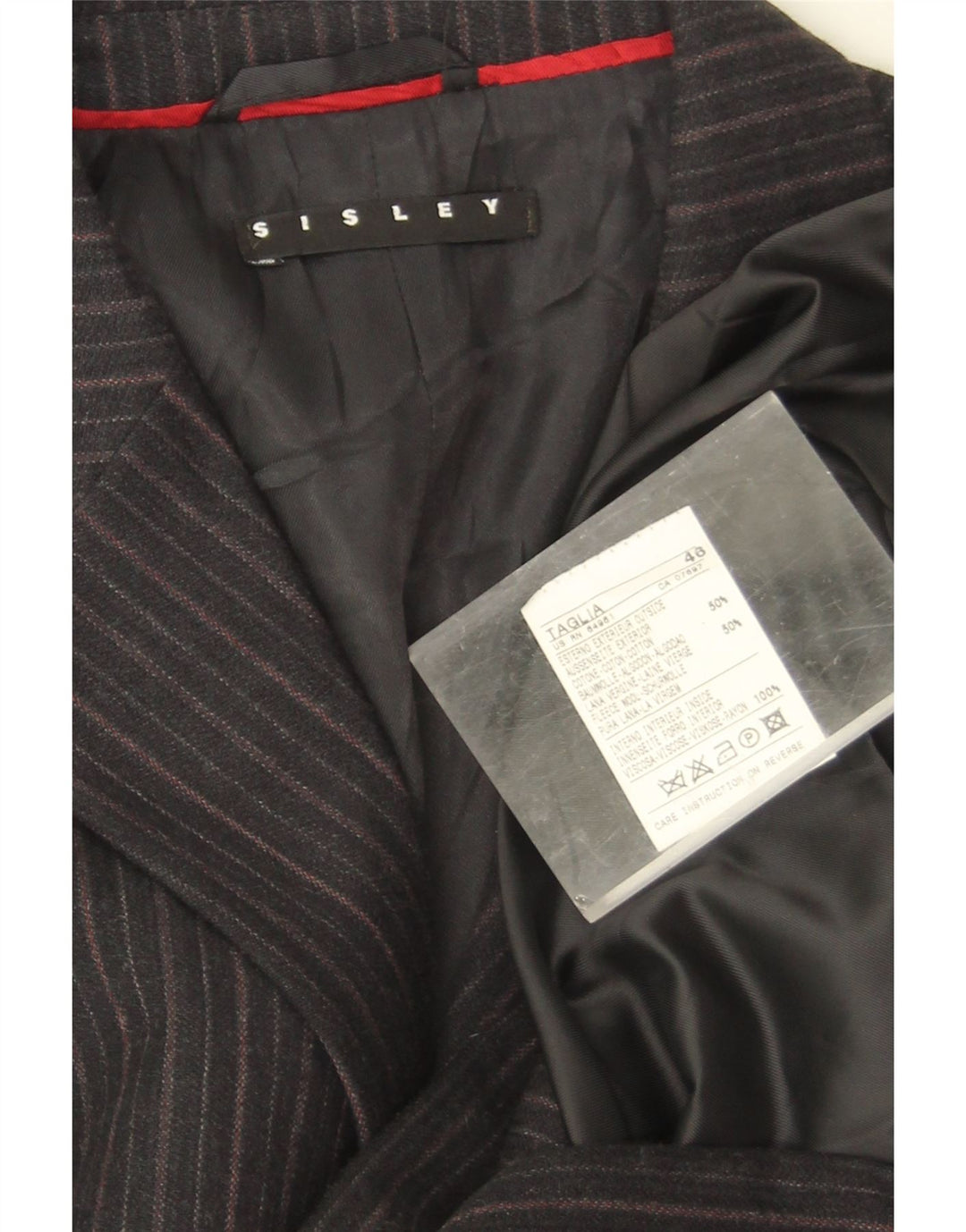 Giacca Blazer da Uomo a 3 Bottoni Sisley IT 46 Piccolo Cotone Gessato Grigio