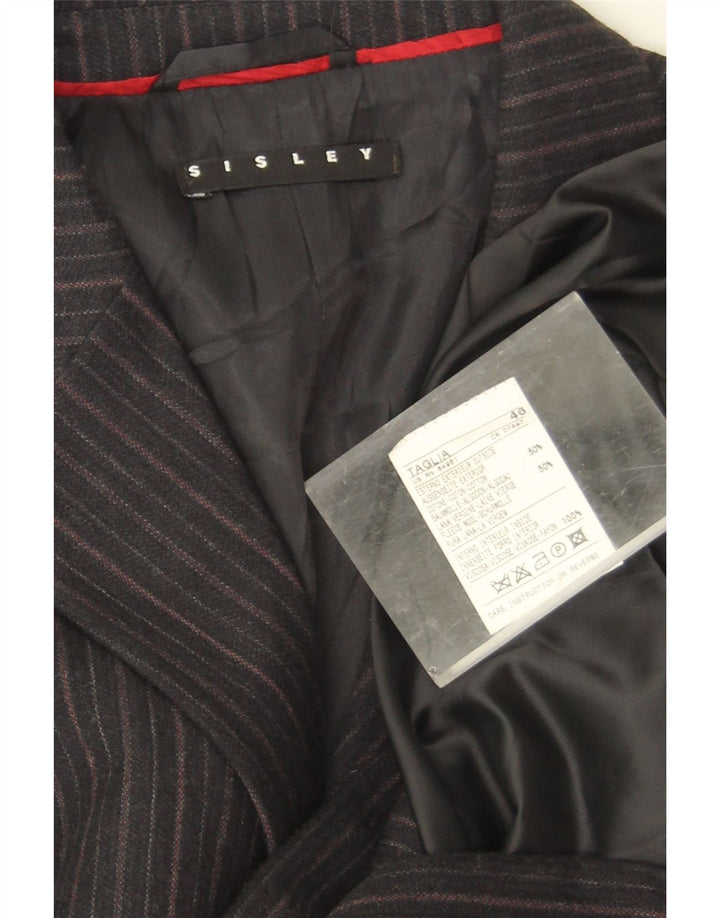 Giacca Blazer da Uomo a 3 Bottoni Sisley IT 46 Piccolo Cotone Gessato Grigio
