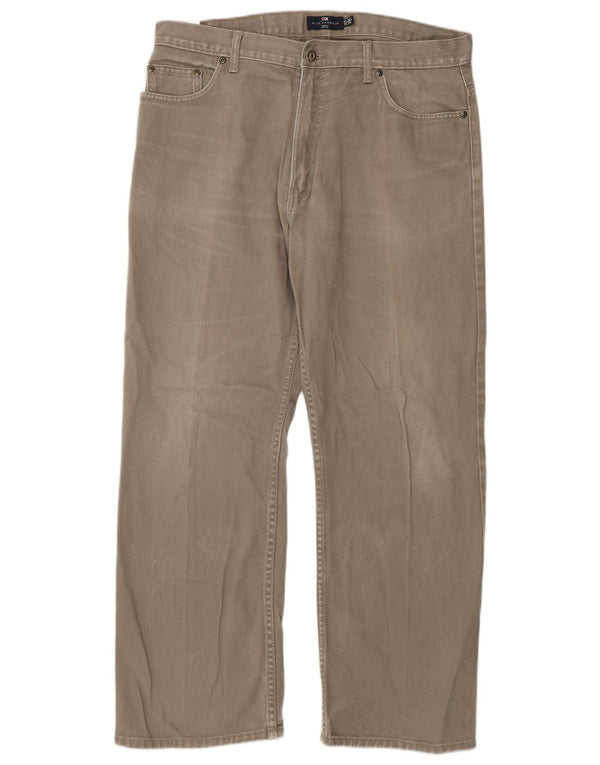 Jeans dritti da uomo Marks & Spencer blu Harbour W36 L29 cotone beige