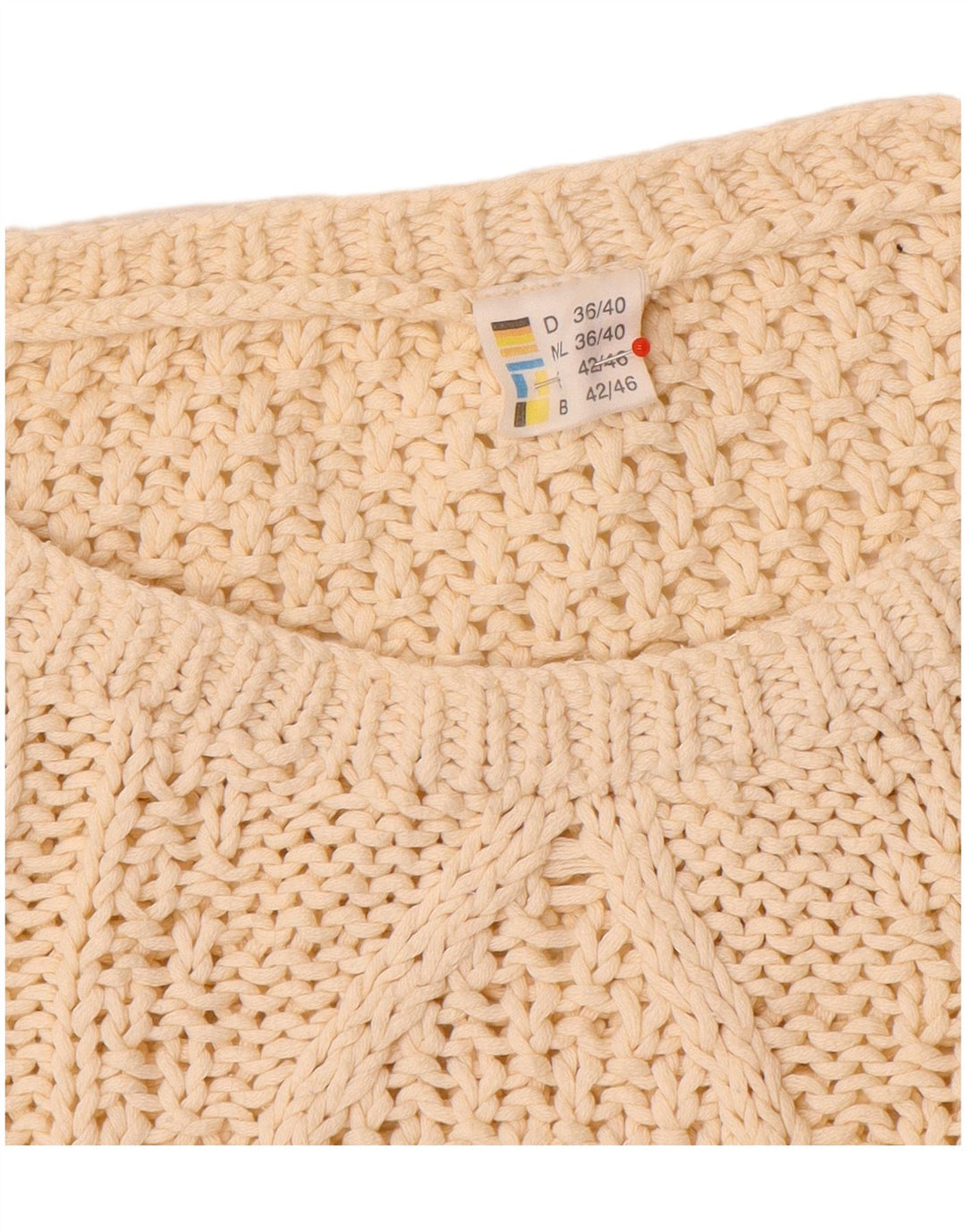 Maglione vintage da donna oversize con scollo a barca EU 36/38 piccolo bianco sporco