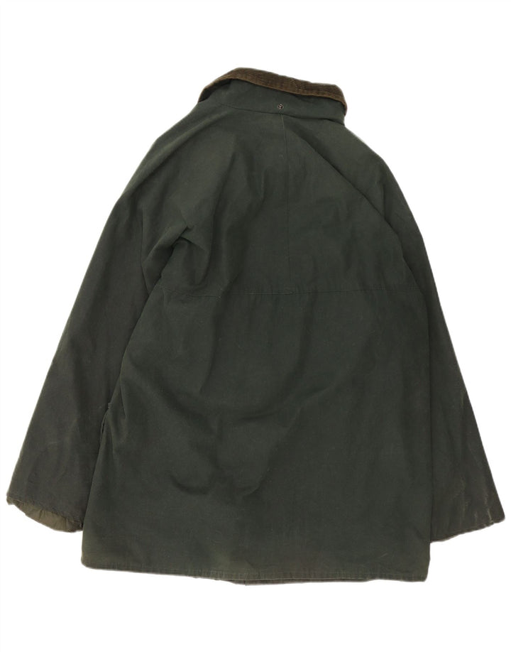 Giacca vintage da uomo in cotone cerato UK 40 grande verde