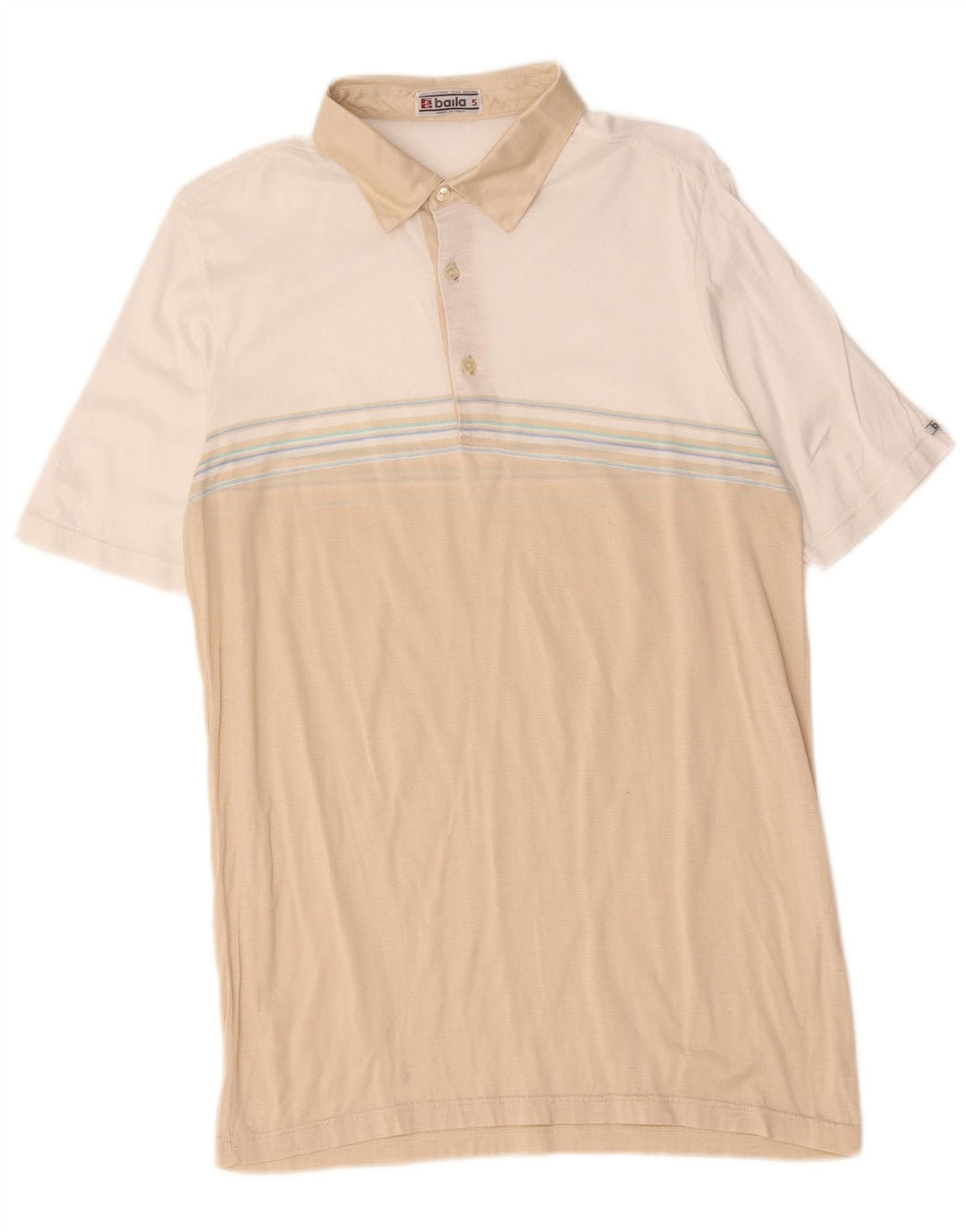 Polo da uomo Baila piccola in cotone color block beige