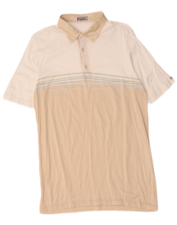 Polo da uomo Baila piccola in cotone color block beige