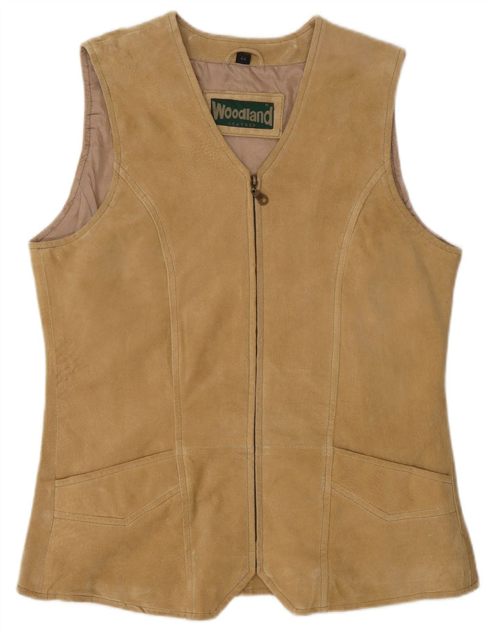 Gilet da donna in pelle scamosciata Woodland IT 44 in pelle beige medio
