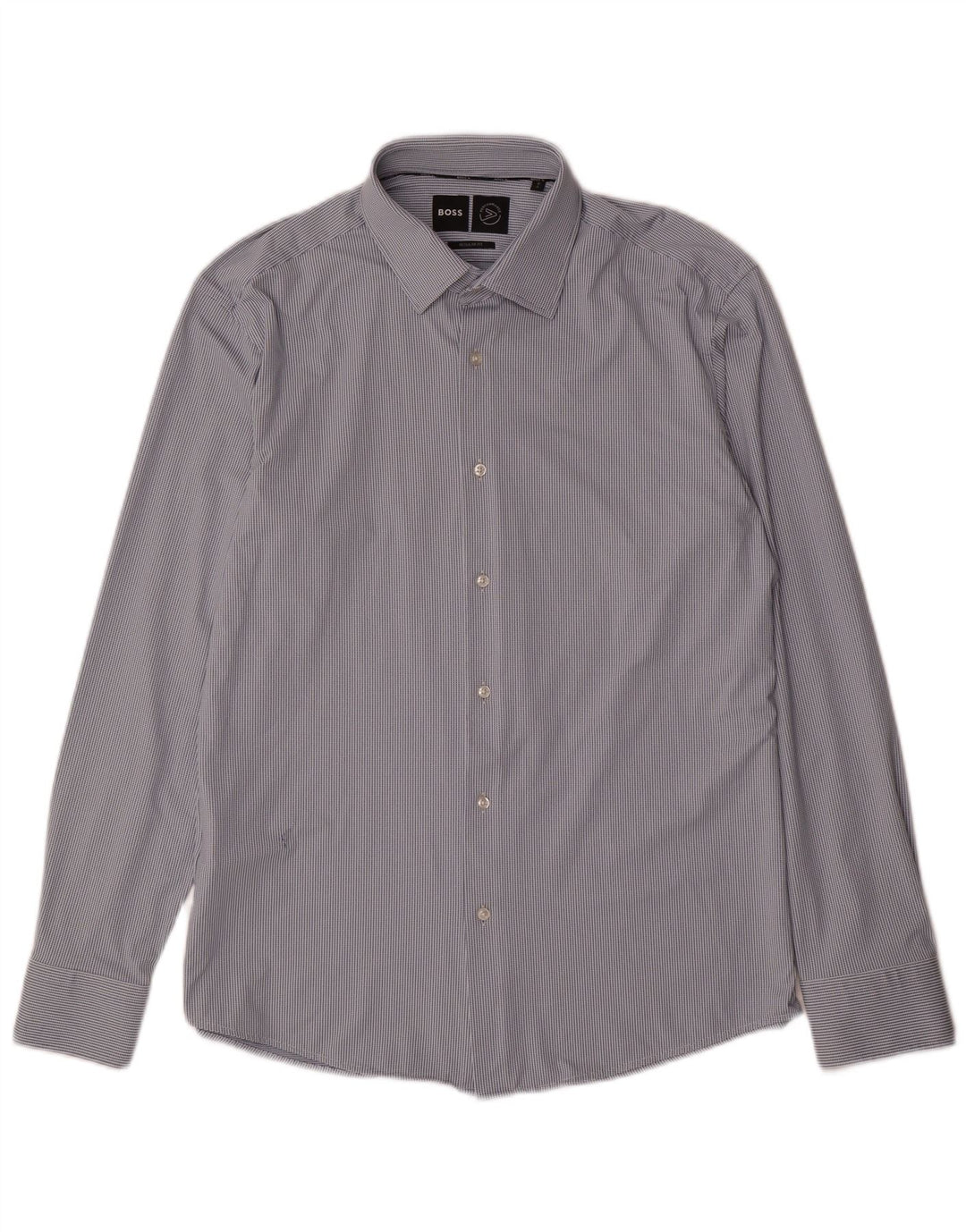 Camicia da uomo vestibilità regolare Hugo Boss taglia 41 16 grande poliammide maculato blu