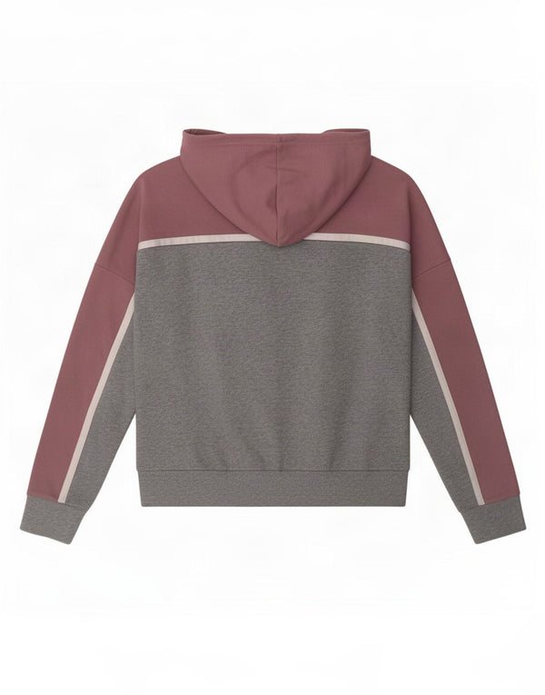 Felpa con cappuccio da donna Adidas UK 16/18 Large in cotone color block grigio