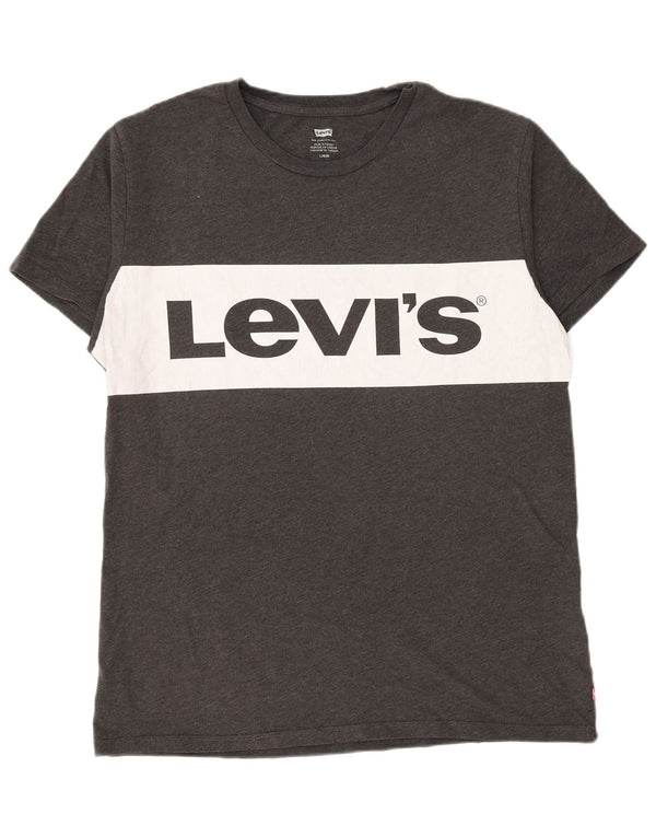 T-shirt grafica da uomo Levi's Top grande in cotone color block grigio