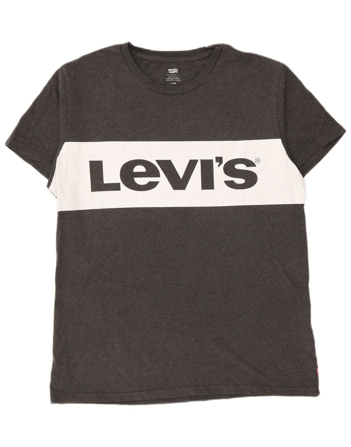 T-shirt grafica da uomo Levi's Top grande in cotone color block grigio