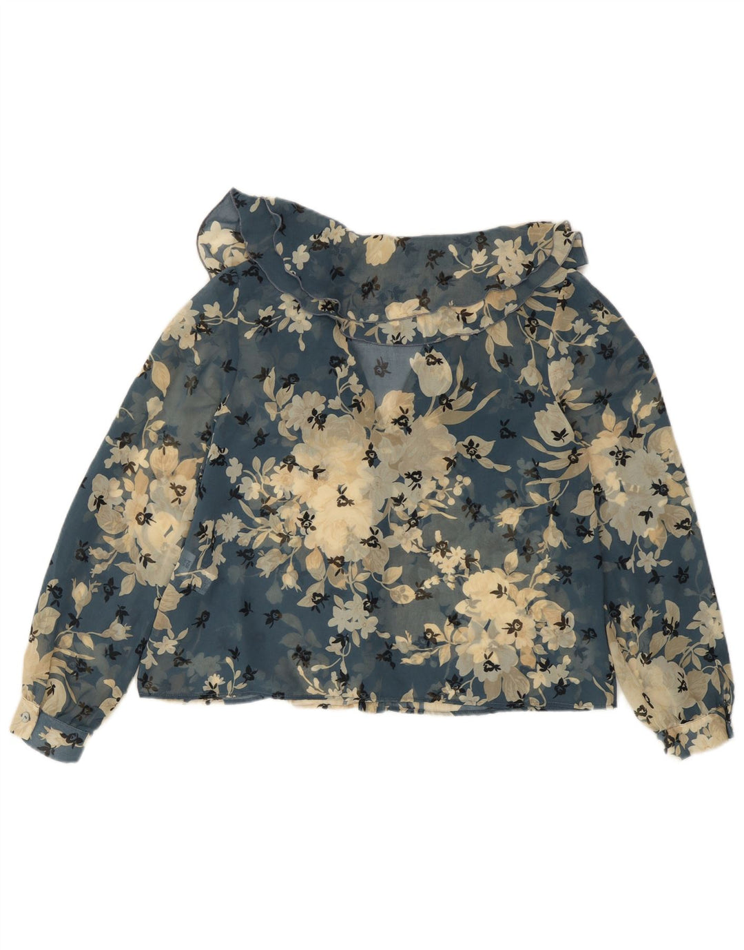 Camicetta trasparente da donna Zara, taglia UK 10, piccola, in poliestere floreale blu