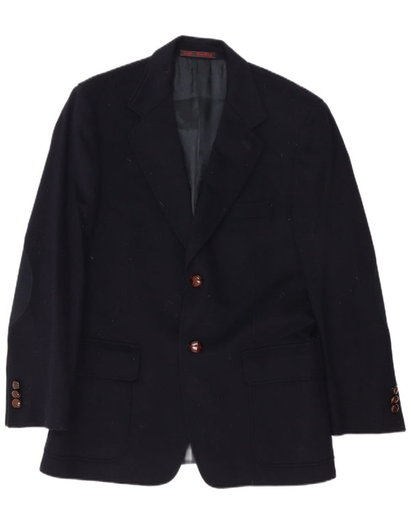 Giacca blazer vintage da uomo a 2 bottoni IT 48 media lana vergine blu navy