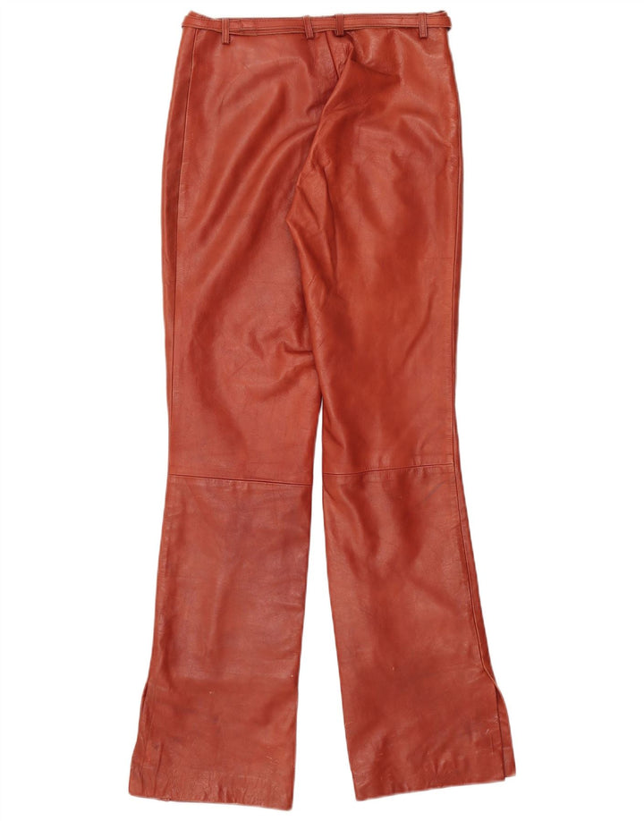Pantaloni vintage in pelle bootcut da donna piccoli W27 L31 marroni