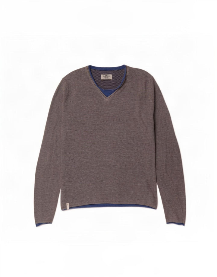 Maglione da uomo con scollo a V Fred Mello grigio medio