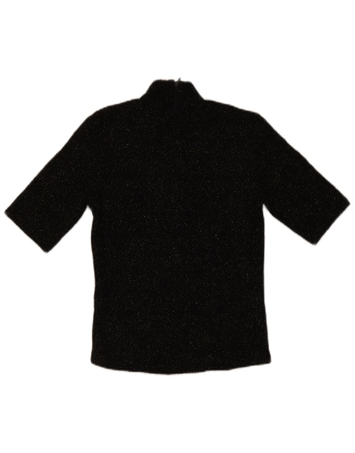 Top in camicetta da donna Zara UK 10 piccolo poliestere chiazzato nero