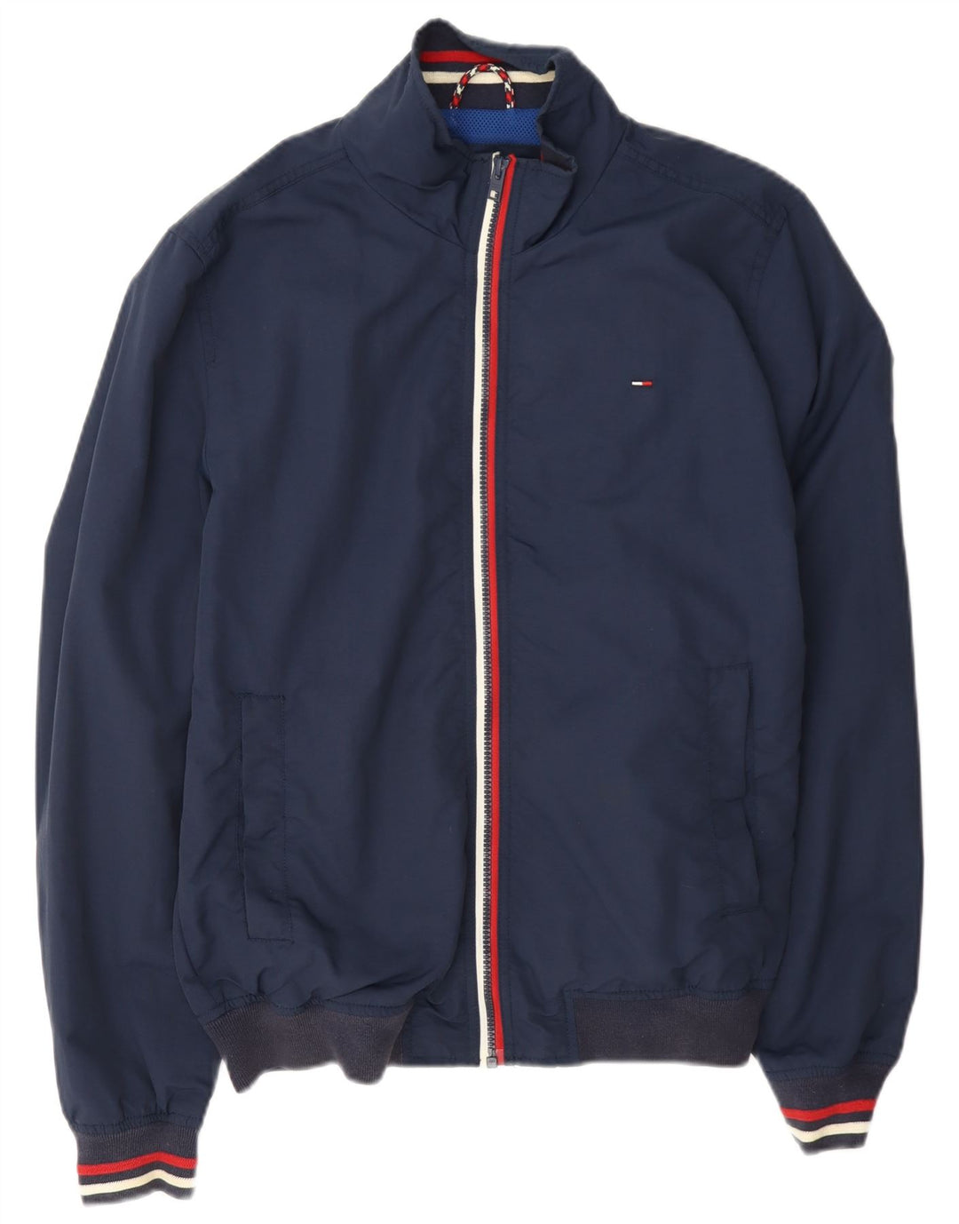 Giubbotto bomber da uomo Tommy Hilfiger UK 38 poliammide a righe blu navy medio