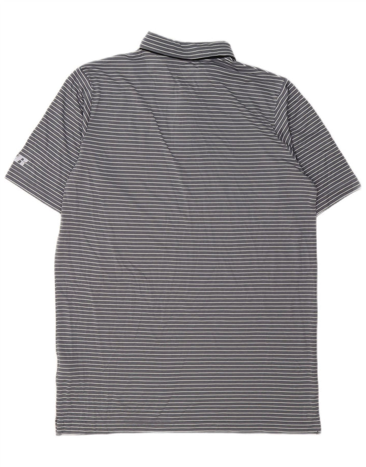 Polo da uomo RUSSELL ATHLETIC UK 38/40 Poliestere a righe grigio medio