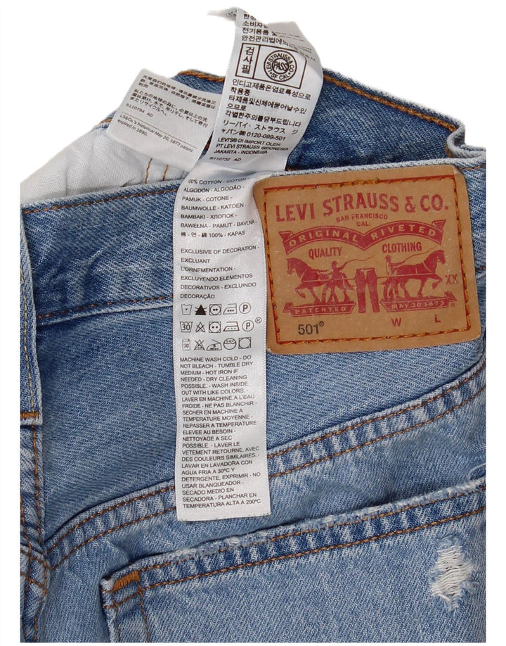 LEVI'S Pantaloncini di jeans invecchiati 501 da donna W27 piccoli in cotone blu